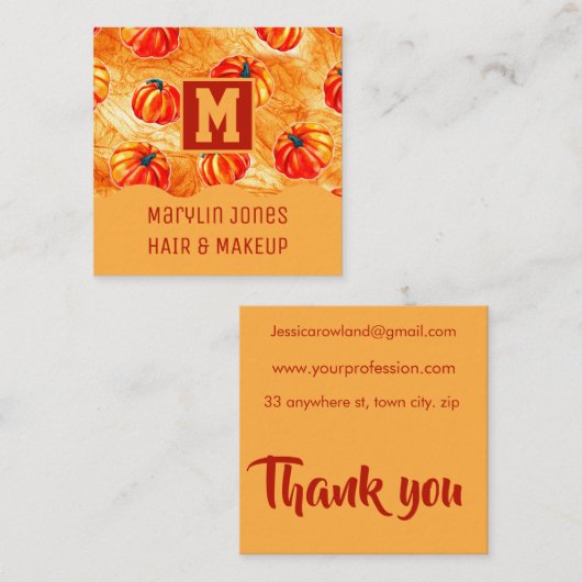 HALLOWEEN PUMPKIN PATTERN VIERKANTE VISITEKAARTJE (Voorkant / Achterkant)