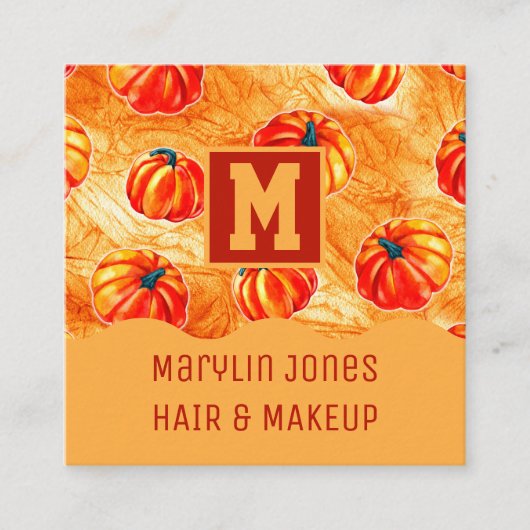 HALLOWEEN PUMPKIN PATTERN VIERKANTE VISITEKAARTJE (Voorkant)
