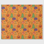 Halloween Pumpkin Pattern Wrapping Paper Cadeaupapier (Vlak)