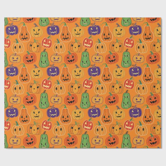 Halloween Pumpkin Pattern Wrapping Paper Cadeaupapier (Vlak)