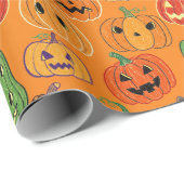 Halloween Pumpkin Pattern Wrapping Paper Cadeaupapier (Rol Hoek)