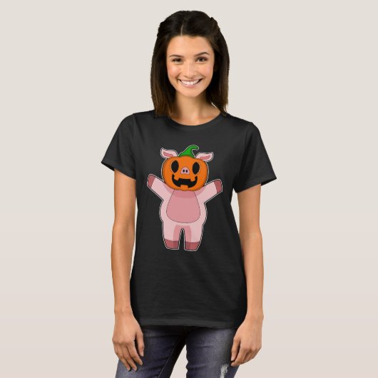 Halloween Pumpkin Pig T-shirt (Voorkant volledig)