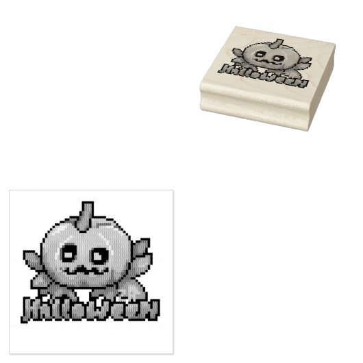 Halloween pumpkin, Pixel Art, Pixelart  Rubberstempel (Gestempeld)