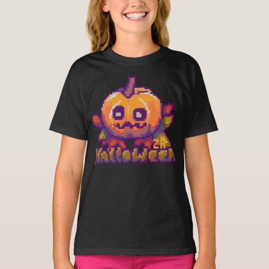 Halloween pumpkin pixel art t-shirt (Voorkant)