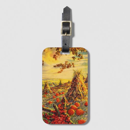  Halloween Pumpkin-pleister met Haystacks Bagagelabel (Voorkant (verticaal))