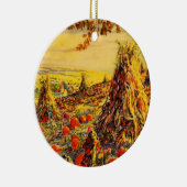  Halloween Pumpkin-pleister met Haystacks Keramisch Ornament (Rechts)