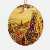  Halloween Pumpkin-pleister met Haystacks Keramisch Ornament (Links)