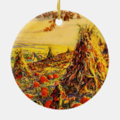  Halloween Pumpkin-pleister met Haystacks Keramisch Ornament (Achterkant)