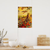 Halloween Pumpkin-pleister met Haystacks Poster (Keuken)