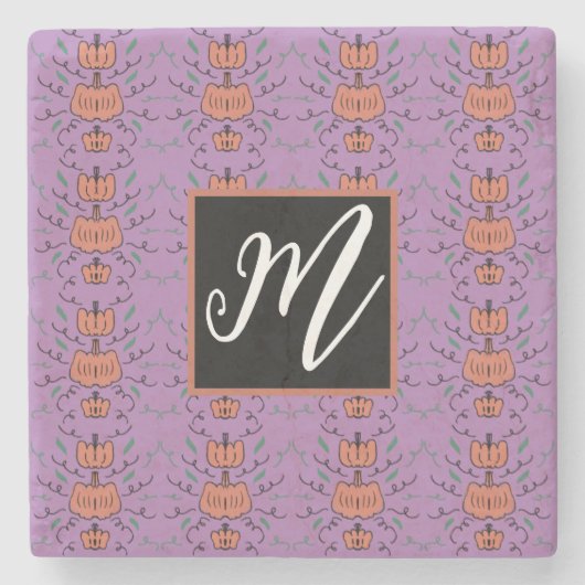 Halloween Pumpkin Podle Seamless Patroon Stenen Onderzetter (Voorkant)