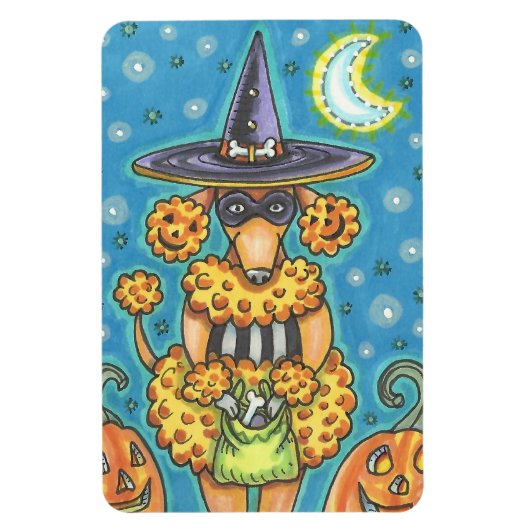 HALLOWEEN PUMPKIN POODLE, DOG MAGNET MAGNEET (Verticaal)