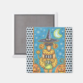 HALLOWEEN PUMPKIN POODLE, DOG MAGNET Square (Voorkant / Achterkant)