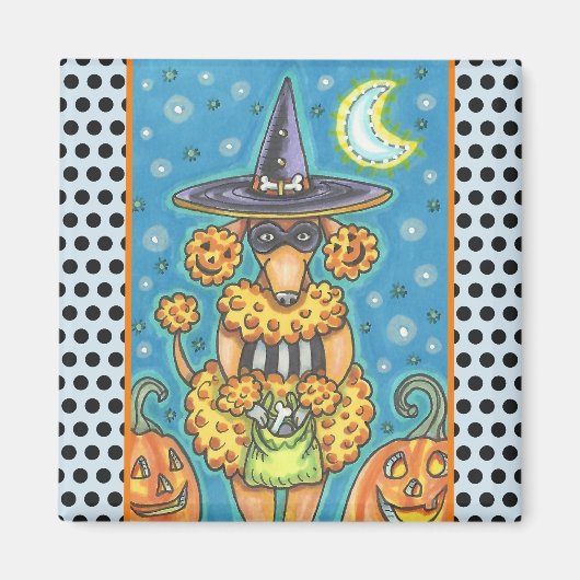 HALLOWEEN PUMPKIN POODLE, DOG MAGNET Square (Voorkant)