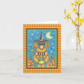 HALLOWEEN PUMPKIN POODLE GREETTE NOTE KAART Verse (Gele Bloem)