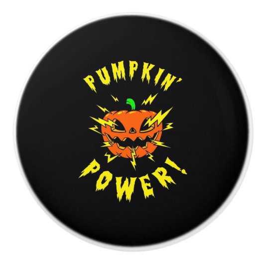 Halloween Pumpkin Power Keramische Knop (Voorkant)
