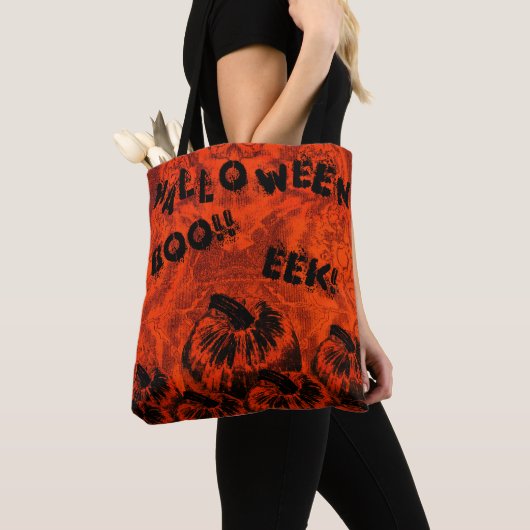 Halloween Pumpkin Print Tote Bag (Dichtbij)