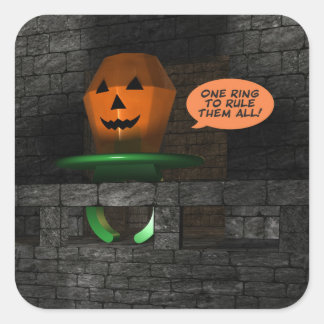 Halloween Pumpkin Ring Pop Vierkante Sticker