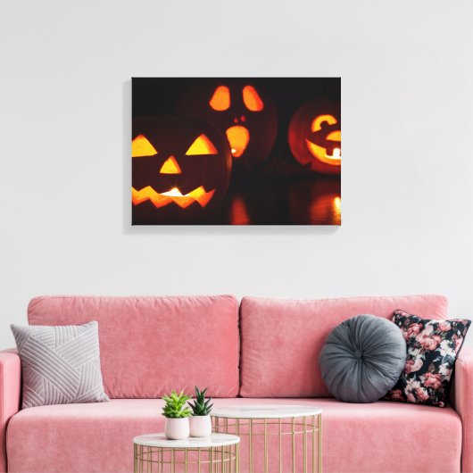 Halloween Pumpkin Scare Canvas Afdruk (Insitu (Woonkamer))