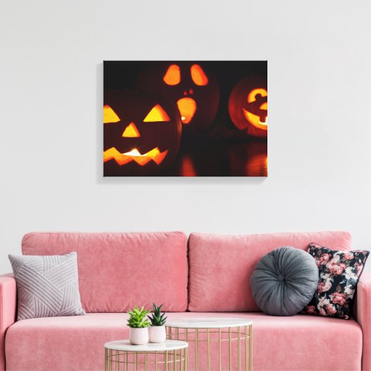 Halloween Pumpkin Scare Canvas Afdruk (Insitu (Woonkamer))