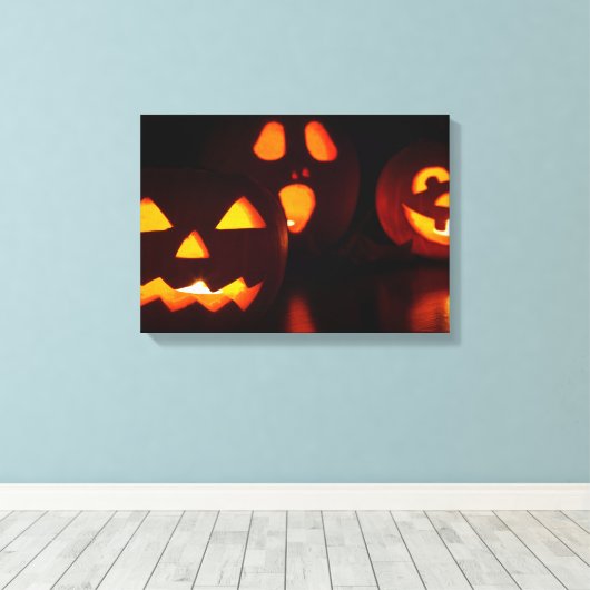 Halloween Pumpkin Scare Canvas Afdruk (Insitu (Houten vloer))