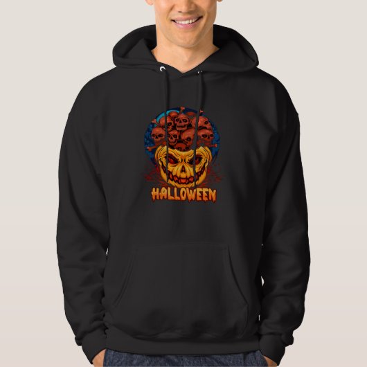 Halloween Pumpkin scary Dead Skulls bone Hoodie (Voorkant)