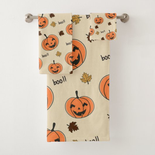 Halloween Pumpkin Seamless Pattern Bad Handdoek (Insitu)