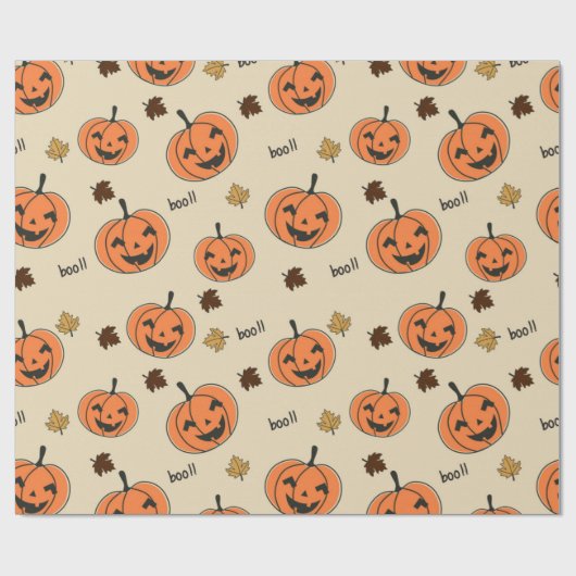 Halloween Pumpkin Seamless Pattern Cadeaupapier (Vlak)