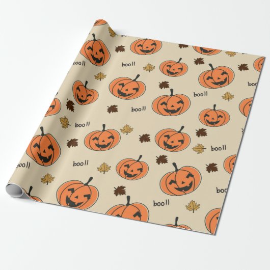 Halloween Pumpkin Seamless Pattern Cadeaupapier (Uitgerold)