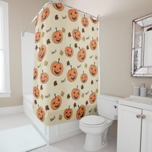 Halloween Pumpkin Seamless Pattern Douchegordijn (In situ)
