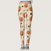 Halloween Pumpkin Seamless Pattern Leggings (Voorkant)