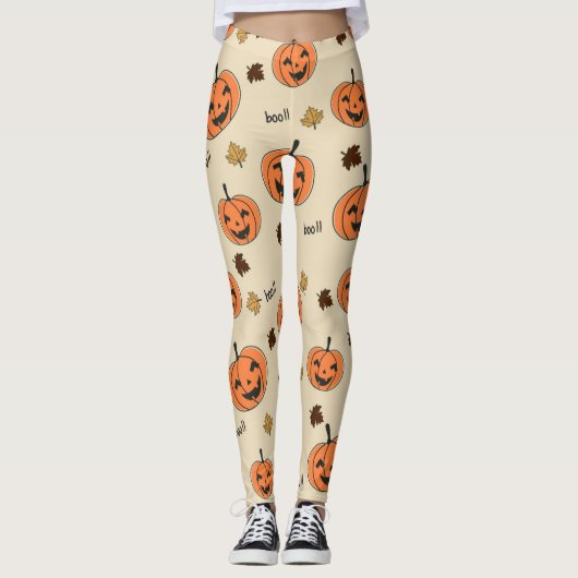Halloween Pumpkin Seamless Pattern Leggings (Voorkant)
