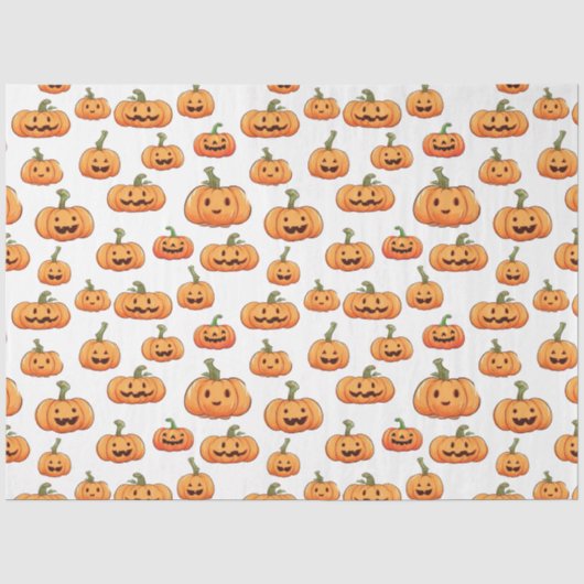 Halloween Pumpkin Seamless Pattern Tissuepapier (Voorkant)