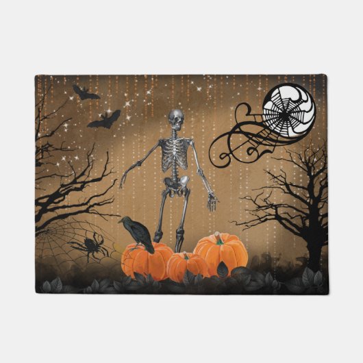 Halloween Pumpkin Skeleton Deurmat (Voorkant)