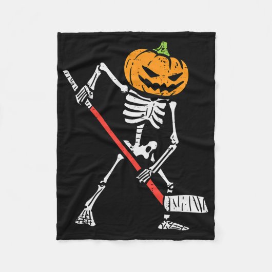 Halloween Pumpkin Skeleton Ice Hockey Costume Men  Fleece Deken (Voorkant)