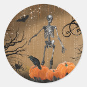 Halloween Pumpkin Skeleton Ronde Sticker (Voorkant)
