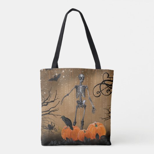 Halloween Pumpkin Skeleton Tote Bag (Achterkant)