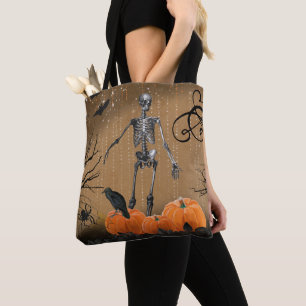 Halloween Pumpkin Skeleton Tote Bag