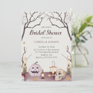 Halloween Pumpkin Skull Bridal Shower Invitation Kaart
