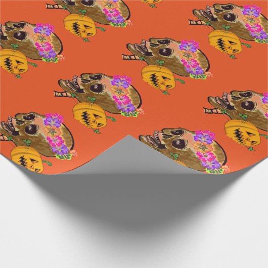 Halloween Pumpkin Skull Cadeaupapier (Hoek)