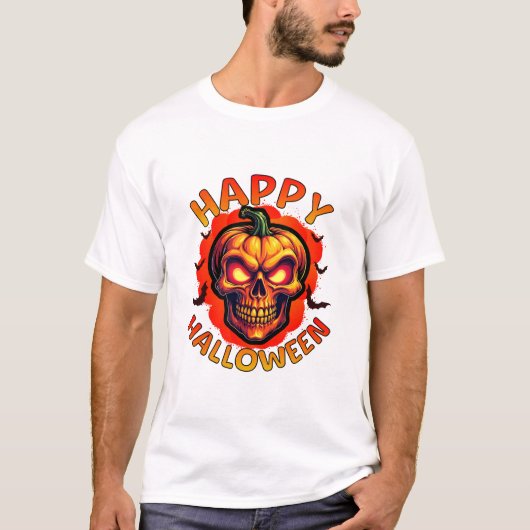 Halloween Pumpkin Skull Delight T-shirt (Voorkant)