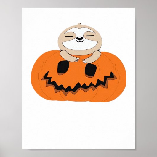 Halloween Pumpkin Sloth Classic T-shirt Poster (Voorkant)