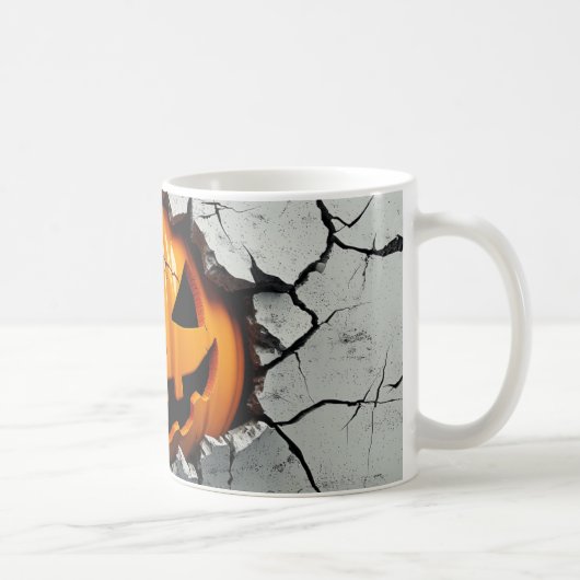 Halloween Pumpkin Smash Mok – Spooky Cracked Wall (Rechts)