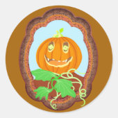 Halloween pumpkin smiling whimsical and spooky ronde sticker (Voorkant)