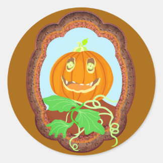 Halloween pumpkin smiling whimsical and spooky ronde sticker
