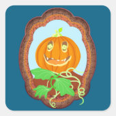Halloween pumpkin smiling whimsical and spooky vierkante sticker (Voorkant)