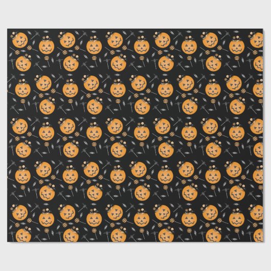 Halloween Pumpkin Snoep Bucket Pattern Cadeaupapier (Vlak)