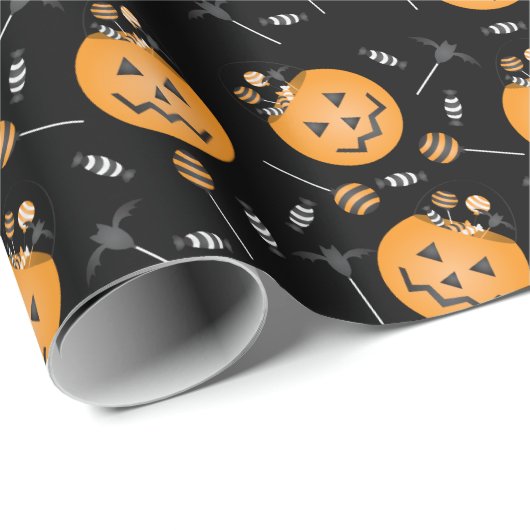 Halloween Pumpkin Snoep Bucket Pattern Cadeaupapier (Rol Hoek)
