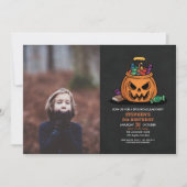 Halloween Pumpkin Snoep Kind Foto Birthday Party Kaart (Voorkant)