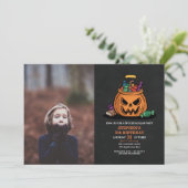 Halloween Pumpkin Snoep Kind Foto Birthday Party Kaart (Staand voorkant)