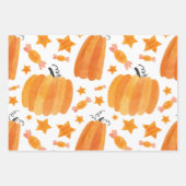 Halloween Pumpkin & Snoepjes Trick or treat Patter Inpakpapier Vel (Voorkant 3)